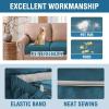 imageHVERSAILTEX 100 Waterproof Couch Covers for 3 Cushion Couch Sofa Pet Friendly Stretch Couch Cushion Covers Sectional Couch Covers Thick Dual Fleece Fabric3 Pieces Sofa Cushion Covers CamelPeacock Blue