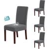 imageHVERSAILTEX 100 Waterproof Dining Chair Covers Stretch Chair Covers for Dining Room Set of 6 Parson Chair Slipcovers Chair Protectors Covers Dining Soft Thick Solid Fleece Fabric Washable IvoryGrey