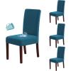 imageHVERSAILTEX 100 Waterproof Dining Chair Covers Stretch Chair Covers for Dining Room Set of 6 Parson Chair Slipcovers Chair Protectors Covers Dining Soft Thick Solid Fleece Fabric Peacock BluePeacock Blue
