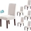 imageHVERSAILTEX 100 Waterproof Dining Chair Covers Stretch Chair Covers for Dining Room Set of 6 Parson Chair Slipcovers Chair Protectors Covers Dining Soft Thick Solid Fleece Fabric Peacock BlueIvory