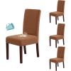 imageHVERSAILTEX 100 Waterproof Dining Chair Covers Stretch Chair Covers for Dining Room Set of 6 Parson Chair Slipcovers Chair Protectors Covers Dining Soft Thick Solid Fleece Fabric Washable IvoryCamel