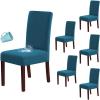 imageHVERSAILTEX 100 Waterproof Dining Chair Covers Stretch Chair Covers for Dining Room Set of 6 Parson Chair Slipcovers Chair Protectors Covers Dining Soft Thick Solid Fleece Fabric Peacock BluePeacock Blue