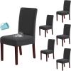imageHVERSAILTEX 100 Waterproof Dining Chair Covers Stretch Chair Covers for Dining Room Set of 6 Parson Chair Slipcovers Chair Protectors Covers Dining Soft Thick Solid Fleece Fabric Peacock BlueDark Grey
