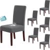 imageHVERSAILTEX 100 Waterproof Dining Chair Covers Stretch Chair Covers for Dining Room Set of 6 Parson Chair Slipcovers Chair Protectors Covers Dining Soft Thick Solid Fleece Fabric Washable IvoryGrey