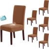 imageHVERSAILTEX 100 Waterproof Dining Chair Covers Stretch Chair Covers for Dining Room Set of 6 Parson Chair Slipcovers Chair Protectors Covers Dining Soft Thick Solid Fleece Fabric Washable IvoryCamel