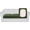 imageHVERSAILTEX High Stretch Individual Seat Cushion Covers Sofa Slipcovers Featuring Jacquard Textured Twill Fabric 3 Pack for 3 Couch Cushion GreyBronze Green