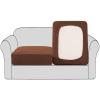 imageHVERSAILTEX High Stretch Individual Seat Cushion Covers Sofa Slipcovers Featuring Jacquard Textured Twill Fabric 3 Pack for 3 Couch Cushion GreyCaramel