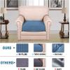 imageHVERSAILTEX High Stretch Individual Seat Cushion Covers Sofa Slipcovers Featuring Jacquard Textured Twill Fabric 3 Pack for 3 Couch Cushion GreyDusty Blue