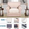 imageHVERSAILTEX High Stretch Individual Seat Cushion Covers Sofa Slipcovers Featuring Jacquard Textured Twill Fabric 3 Pack for 3 Couch Cushion GreyIvory
