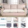 imageHVERSAILTEX High Stretch Individual Seat Cushion Covers Sofa Slipcovers Featuring Jacquard Textured Twill Fabric 3 Pack for 3 Couch Cushion GreyIvory