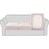 imageHVERSAILTEX High Stretch Individual Seat Cushion Covers Sofa Slipcovers Featuring Jacquard Textured Twill Fabric 3 Pack for 3 Couch Cushion GreyIvory