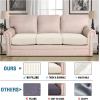 imageHVERSAILTEX High Stretch Individual Seat Cushion Covers Sofa Slipcovers Featuring Jacquard Textured Twill Fabric 3 Pack for 3 Couch Cushion GreyNatural