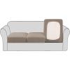 imageHVERSAILTEX High Stretch Individual Seat Cushion Covers Sofa Slipcovers Featuring Jacquard Textured Twill Fabric 3 Pack for 3 Couch Cushion GreyTaupe