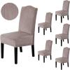imageHVERSAILTEX Velvet Dining Chair Covers Stretch Chair Covers for Dining Room Set of 4 Parson Chair Slipcovers Chair Protectors Covers Dining Soft Thick Solid Velvet Fabric Washable BlackStriped Taupe