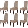 imageHVERSAILTEX Velvet Dining Chair Covers Stretch Chair Covers for Dining Room Set of 4 Parson Chair Slipcovers Chair Protectors Covers Dining Soft Thick Solid Velvet Fabric Washable BlackTaupe