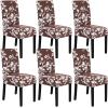 imageHVERSAILTEX Velvet Dining Chair Covers Stretch Chair Covers for Dining Room Set of 4 Parson Chair Slipcovers Chair Protectors Covers Dining Soft Thick Solid Velvet Fabric Washable BlackFloral Chocolate