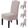 imageHVERSAILTEX Velvet Dining Chair Covers Stretch Chair Covers for Dining Room Set of 4 Parson Chair Slipcovers Chair Protectors Covers Dining Soft Thick Solid Velvet Fabric Washable BlackChecked Caramel
