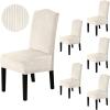 imageHVERSAILTEX Velvet Dining Chair Covers Stretch Chair Covers for Dining Room Set of 4 Parson Chair Slipcovers Chair Protectors Covers Dining Soft Thick Solid Velvet Fabric Washable BlackStriped Ivory