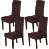 imageHVERSAILTEX Velvet Dining Chair Covers Stretch Chair Covers for Dining Room Set of 4 Parson Chair Slipcovers Chair Protectors Covers Dining Soft Thick Solid Velvet Fabric Washable BlackBrown