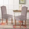 imageHVERSAILTEX Velvet Dining Chair Covers Stretch Chair Covers for Dining Room Set of 4 Parson Chair Slipcovers Chair Protectors Covers Dining Soft Thick Solid Velvet Fabric Washable BlackStriped Taupe
