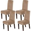 imageHVERSAILTEX Velvet Dining Chair Covers Stretch Chair Covers for Dining Room Set of 4 Parson Chair Slipcovers Chair Protectors Covers Dining Soft Thick Solid Velvet Fabric Washable BlackCamel