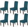 imageHVERSAILTEX Velvet Dining Chair Covers Stretch Chair Covers for Dining Room Set of 4 Parson Chair Slipcovers Chair Protectors Covers Dining Soft Thick Solid Velvet Fabric Washable BlackDeep Teal