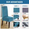 imageHVERSAILTEX Velvet Dining Chair Covers Stretch Chair Covers for Dining Room Set of 4 Parson Chair Slipcovers Chair Protectors Covers Dining Soft Thick Solid Velvet Fabric Washable BlackPeacock Blue