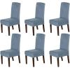 imageHVERSAILTEX Velvet Dining Chair Covers Stretch Chair Covers for Dining Room Set of 4 Parson Chair Slipcovers Chair Protectors Covers Dining Soft Thick Solid Velvet Fabric Washable BlackStone Blue