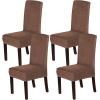 imageHVERSAILTEX Velvet Dining Chair Covers Stretch Chair Covers for Dining Room Set of 4 Parson Chair Slipcovers Chair Protectors Covers Dining Soft Thick Solid Velvet Fabric Washable BlackCaramel