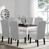 imageHVERSAILTEX Velvet Dining Chair Covers Stretch Chair Covers for Dining Room Set of 4 Parson Chair Slipcovers Chair Protectors Covers Dining Soft Thick Solid Velvet Fabric Washable BlackChecked Grey
