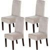 imageHVERSAILTEX Velvet Dining Chair Covers Stretch Chair Covers for Dining Room Set of 4 Parson Chair Slipcovers Chair Protectors Covers Dining Soft Thick Solid Velvet Fabric Washable BlackOatmeal