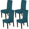 imageHVERSAILTEX Velvet Dining Chair Covers Stretch Chair Covers for Dining Room Set of 4 Parson Chair Slipcovers Chair Protectors Covers Dining Soft Thick Solid Velvet Fabric Washable BlackDeep Teal
