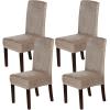 imageHVERSAILTEX Velvet Dining Chair Covers Stretch Chair Covers for Dining Room Set of 4 Parson Chair Slipcovers Chair Protectors Covers Dining Soft Thick Solid Velvet Fabric Washable BlackTaupe