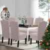 imageHVERSAILTEX Velvet Dining Chair Covers Stretch Chair Covers for Dining Room Set of 4 Parson Chair Slipcovers Chair Protectors Covers Dining Soft Thick Solid Velvet Fabric Washable BlackChecked Caramel