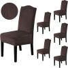 imageHVERSAILTEX Velvet Dining Chair Covers Stretch Chair Covers for Dining Room Set of 4 Parson Chair Slipcovers Chair Protectors Covers Dining Soft Thick Solid Velvet Fabric Washable BlackStriped Brown