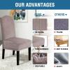imageHVERSAILTEX Velvet Dining Chair Covers Stretch Chair Covers for Dining Room Set of 4 Parson Chair Slipcovers Chair Protectors Covers Dining Soft Thick Solid Velvet Fabric Washable BlackStriped Taupe