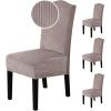 imageHVERSAILTEX Velvet Dining Chair Covers Stretch Chair Covers for Dining Room Set of 4 Parson Chair Slipcovers Chair Protectors Covers Dining Soft Thick Solid Velvet Fabric Washable BlackStriped Taupe