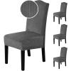 imageHVERSAILTEX Velvet Dining Chair Covers Stretch Chair Covers for Dining Room Set of 4 Parson Chair Slipcovers Chair Protectors Covers Dining Soft Thick Solid Velvet Fabric Washable BlackStriped Grey