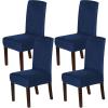 imageHVERSAILTEX Velvet Dining Chair Covers Stretch Chair Covers for Dining Room Set of 4 Parson Chair Slipcovers Chair Protectors Covers Dining Soft Thick Solid Velvet Fabric Washable BlackNavy