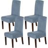 imageHVERSAILTEX Velvet Dining Chair Covers Stretch Chair Covers for Dining Room Set of 4 Parson Chair Slipcovers Chair Protectors Covers Dining Soft Thick Solid Velvet Fabric Washable BlackStone Blue