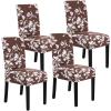 imageHVERSAILTEX Velvet Dining Chair Covers Stretch Chair Covers for Dining Room Set of 4 Parson Chair Slipcovers Chair Protectors Covers Dining Soft Thick Solid Velvet Fabric Washable BlackFloral Chocolate