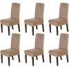 imageHVERSAILTEX Velvet Dining Chair Covers Stretch Chair Covers for Dining Room Set of 4 Parson Chair Slipcovers Chair Protectors Covers Dining Soft Thick Solid Velvet Fabric Washable BlackCamel