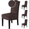 imageHVERSAILTEX Velvet Dining Chair Covers Stretch Chair Covers for Dining Room Set of 4 Parson Chair Slipcovers Chair Protectors Covers Dining Soft Thick Solid Velvet Fabric Washable BlackStriped Brown