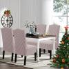 imageHVERSAILTEX Velvet Dining Chair Covers Stretch Chair Covers for Dining Room Set of 4 Parson Chair Slipcovers Chair Protectors Covers Dining Soft Thick Solid Velvet Fabric Washable BlackChecked Caramel