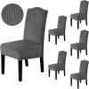 imageHVERSAILTEX Velvet Dining Chair Covers Stretch Chair Covers for Dining Room Set of 4 Parson Chair Slipcovers Chair Protectors Covers Dining Soft Thick Solid Velvet Fabric Washable BlackStriped Grey