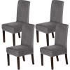 imageHVERSAILTEX Velvet Dining Chair Covers Stretch Chair Covers for Dining Room Set of 4 Parson Chair Slipcovers Chair Protectors Covers Dining Soft Thick Solid Velvet Fabric Washable BlackGrey