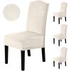 imageHVERSAILTEX Velvet Dining Chair Covers Stretch Chair Covers for Dining Room Set of 4 Parson Chair Slipcovers Chair Protectors Covers Dining Soft Thick Solid Velvet Fabric Washable BlackStriped Ivory