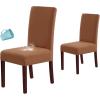imageHVERSAILTEX 100 Waterproof Dining Chair Covers Stretch Chair Covers for Dining Room Set of 6 Parson Chair Slipcovers Chair Protectors Covers Dining Soft Thick Solid Fleece Fabric Washable IvoryCamel