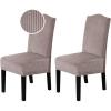 imageHVERSAILTEX Velvet Dining Chair Covers Stretch Chair Covers for Dining Room Set of 4 Parson Chair Slipcovers Chair Protectors Covers Dining Soft Thick Solid Velvet Fabric Washable BlackStriped Taupe