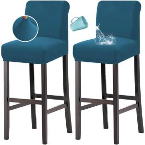 imageHVERSAILTEX 100 Waterproof Bar Stool Cover Stretch Counter Stool Pub Chair Slipcover for Dining Room Removable Soft Thick Solid Fleece Fabric Bar Stool Slipcovers Set of 4 Peacock BlueFleecepeacock Blue